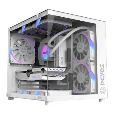 Imagem de Gabinete Gamer Forcefield Mini White Ghost GFFMNWG Mini-Tower para Mini ITX e Micro ATX Vidro Temperado Branco Pcyes