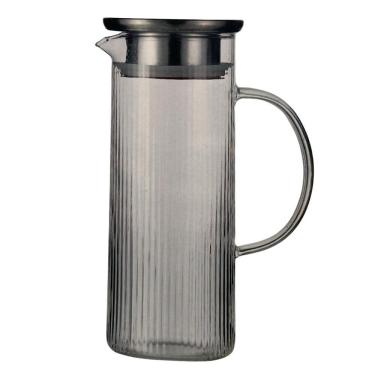 Imagem de Jarra Acqua 1,4L de Vidro Borossilicato com Tampa em Inox Bico Direcionador Alça Anatômica Transparente Lehaví