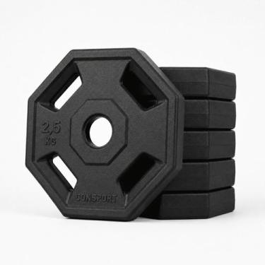 Imagem de 8 Anilhas 2,5kg Consport Revestida em ABS Peso Academia Treino Muscula