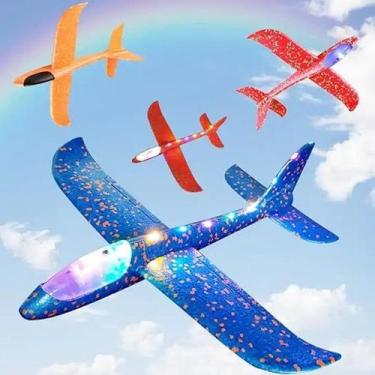 Imagem de Avião Planador de Isopor Flexível com Led Diversão Criança Voa Alto In