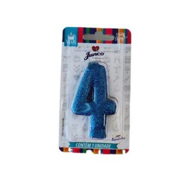 Imagem de VELA ANIVERSARIO AZUL Nº 4 - Junco