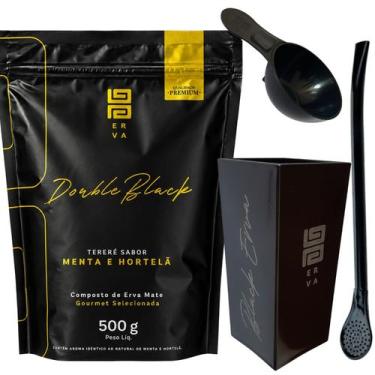 Imagem de Kit Para Tereré Black Erva Mate 500g + Copo Cuia Quadrado Acrílico + B