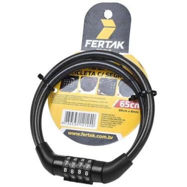 Imagem de Cadeado para Bicicleta com Segredo 65cm X 08MM 4 Dígitos Preto Fertak 