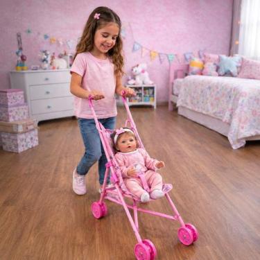 Imagem de Carrinho Boneca Infantil bebê Dobrável Brinquedo para Crianças Meninas