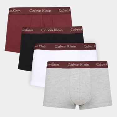 Imagem de Kit Cueca Calvin Klein Low Rise Trunk Com 4 Peças, Bordô, P