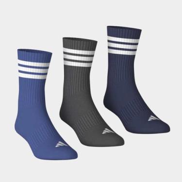 Imagem de Kit Meia Adidas Sport - 3 Pares, Marinho, Cinza, 43/45