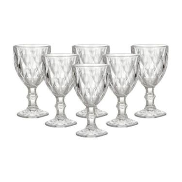 Imagem de Jogo C/ 6 Taças Diamond Transparente 260ml Mesa Posta Bebidas Água Suc