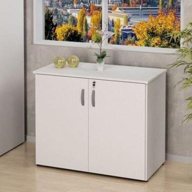 Imagem de Armário Multiuso Baixo 2 Portas 80cm Largura em Branco Linha Office - 