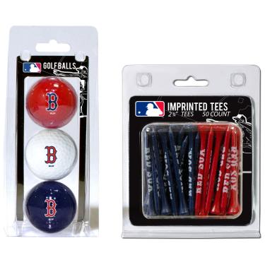 Imagem de Team Golf MLB Boston Red Sox 3 bolas de golfe e 50 camisetas de golfe impressas com logotipo (3 unidades) e camisetas de golfe reguladas de 6 cm (50 unidades), multicoloridas