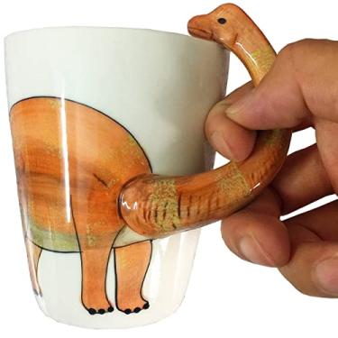 Imagem de Caneca de café 3D Copo de cerâmica com alça de animal de gato pintado, Dinosaur, 400ml, 1