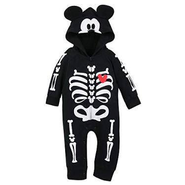 Imagem de Macaquinho Disney Mickey Mouse de Halloween para bebês, tamanho 0-3 meses
