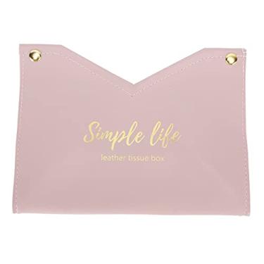 Imagem de Recipiente de guardanapos doméstico, saco de tecido doméstico PU couro impermeável para quarto banheiro para escritório doméstico para decoração artística(cor de rosa)