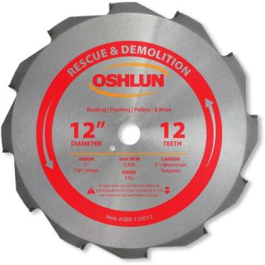 Imagem de Oshlun SBR-120012 Lâmina de serra FTG de 12 dentes de 30,5 cm com mandril de 2,5 cm (7/8") e buchas de 20 mm) para resgate e demolição