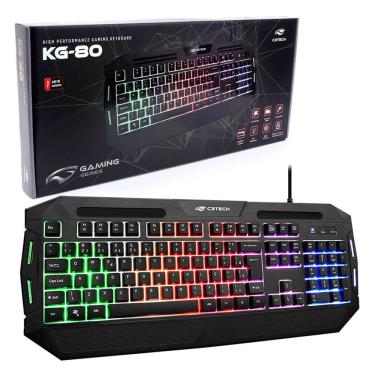 Imagem de Teclado Gamer C3Tech Kg-80Bk, Usb, Abnt2, Rgb