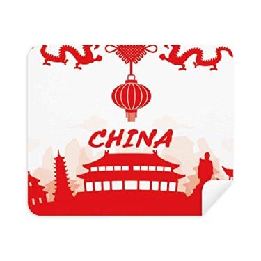 Imagem de Red Outline China Landmark Pano de limpeza Limpador de tela 2 peças Tecido de camurça
