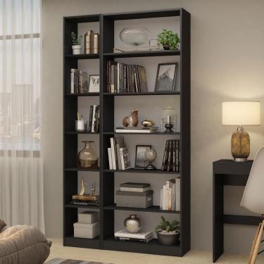 Imagem de Kit Madesa Estante Livreiro 6908 + Estante Livreiro 6906 - Preto