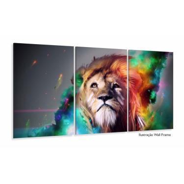 Imagem de Quadro Decorativo Leao Color Full 120x60 3 peças