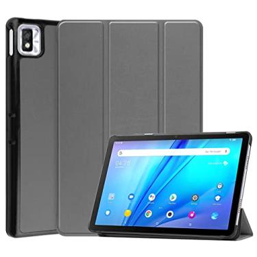 Imagem de For TCL Tab 10s Three-folding Holder Custer Texture Leather Tablet Case