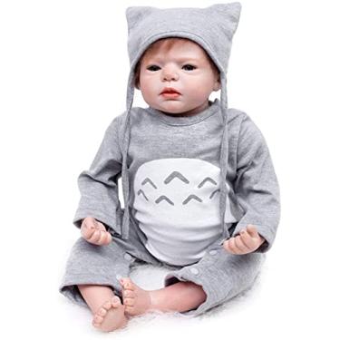 Imagem de KEGUOF Boneca renascida, 2,5 kg 22 polegadas 55 cm criança renascida, Dia das Crianças corpo inteiro renascido realista realista silicone macio vinil feito à mão bebê recém-nascido,Girl