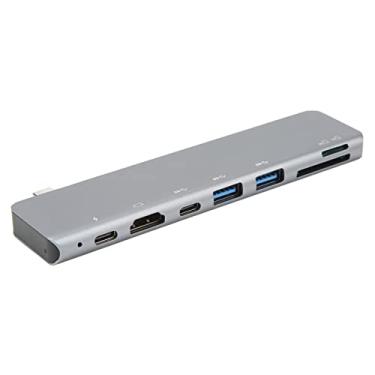 Imagem de Hub USB C, Hub 7 em 1 Tipo C com USB 3.0, Leitor de Cartão SD TF, Leitor de Cartão, 4K HDMI, USB C, PD Adaptador Multiporta Hub USB C de Carregamento Rápido para Computador