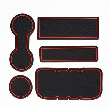 Imagem de Auovo 5 peças para acessórios Toyota Tacoma 2005 – 2015 tapete de armazenamento de console central tapete para copo de carro (vermelho)
