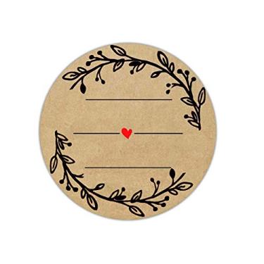 Imagem de Adesivos de pote de conserva Kraft de 5 cm com 3 linhas para escrever, etiquetas de conserva redondas autoadesivas para frascos de conservas, proprietários de lojas, artesanato, organização, presente, etiquetas de preço (500 peças por rolo)