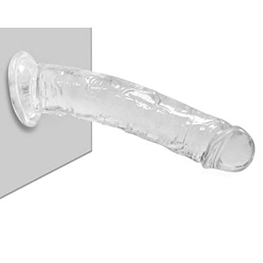 Imagem de Dildo realista, vibrador de cristal de 21 cm com forte base de ventosa, brincadeira com as mãos livres, material seguro para o corpo e brinquedos sexuais para adultos para mulheres