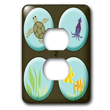 Imagem de 3dRose Capa de saída verde e azul com estampa de tartaruga marinha, visão do oceano lsp_25385_6
