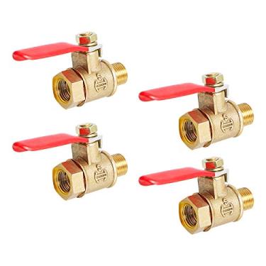 Imagem de Aopin Válvula esférica de latão G 1/8" fêmea x G 1/8" macho para desligamento de água, óleo e gás, válvula esférica com cabo de vinil adequado para PEX, cobre, HDPE, 4 peças