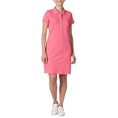 Imagem de Nautica Vestido polo feminino de algodão elástico de manga curta clássico fácil, Rosa Rouge, G