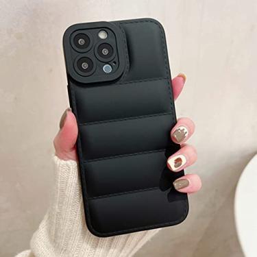 Imagem de Jaqueta de penas de luxo Capa de telefone para iPhone 14 11 12 13 Pro Max XR X XS 7 8 14 Plus Capa de silicone macio para doces, preta, para iphone 8 Plus