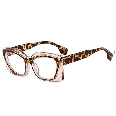Imagem de Óculos Retângulo Patckwork Para Mulheres Óculos Leopardo Claro Armação Óculos Feminino, 8, Tamanho Único