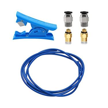 Imagem de LUGU Kit de impresso 3D Tubo de manguei de PTFE Tubo de 2 metros pa filamento de 1,75 mm com cortador de tubo de Teflon PTFE 2pcs PC4-M6 Conexões pneumáticas 2pcs PC4-M10 Conexões pneumáticas azul