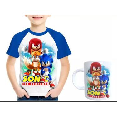 Imagem de Kit Camiseta Sonic Knuckles Tails Com Caneca Do Sonic Filme - Modatop