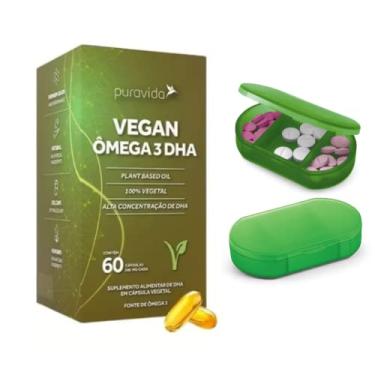Imagem de Kit Puravida Ômega 3 DHA 100% Vegetal Frasco De 60g Com 60 Caps Pura Vida + Porta Capsula