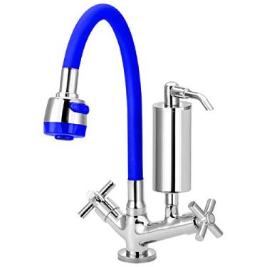 Imagem de Torneira Gourmet Filtro Metal Azul Flexível Mesa 1/4 Volta C62