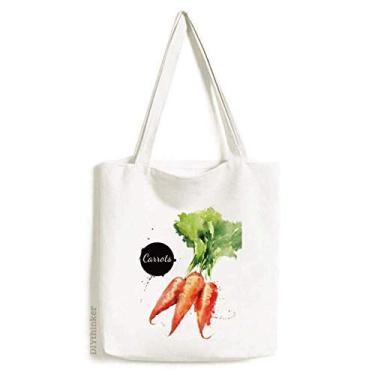 Imagem de Cenoura vegetal saborosa bolsa de lona para aquarela saudável bolsa de compras casual bolsa