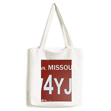 Imagem de Bolsa de lona com estampa de número de carro americana bolsa de compras casual