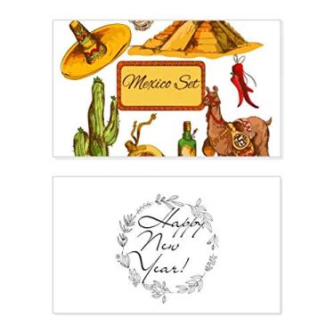 Imagem de Sombrero México Pirâmide Cacto Deserto Mexicano Ano Novo Cartão de felicitações Mensagem Abençoada Presente