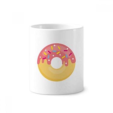Imagem de Rosquinha rosa sobremesa doce comida escova de dentes caneca, suporte de cerâmica, suporte para lápis
