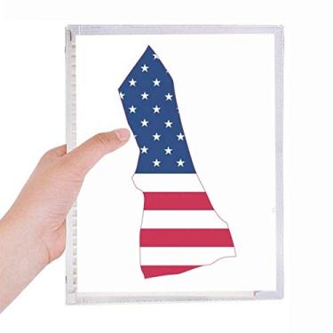 Imagem de Caderno em forma de bandeira de Nova Hampshire EUA com mapa de estrelas e folhas soltas diário recarregável