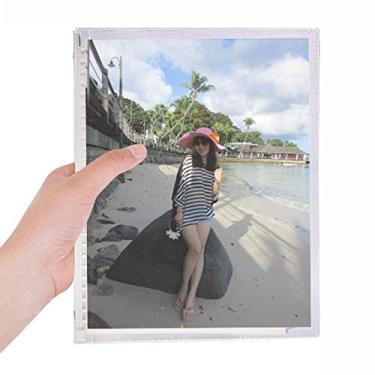 Imagem de Caderno de pedras para meninas Ellie Yao Beach Coconut Tree com folhas soltas e diário recarregável