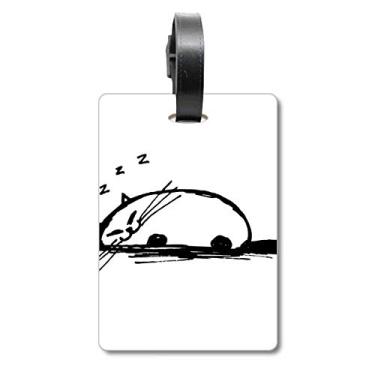 Imagem de Curly Heavy Cat Smile Line Bolsa de mala com etiqueta para cartão de bagagem