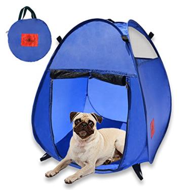 Imagem de MyDeal pop-up Pet House em uma bolsa para caneta portátil ou barraca de canil com 3 janelas de rede e porta com zíper para sombra, abrigo e segurança perfeita para cães, gatos, coelhos + mais!