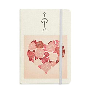Imagem de Caderno de interrogação com rosas em formato de coração, diário clássico A5