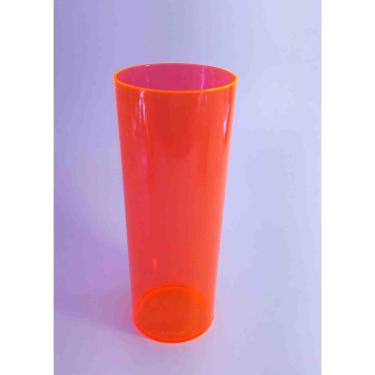 Imagem de Copo Long Drink Acrilico 350 Ml. Laranja Neon Translúcido Kit 10 Copos