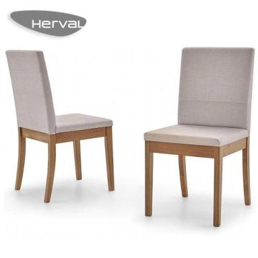 Imagem de Conjunto 6 Cadeiras De Jantar Herval Wood, Desmontáveis, Bege E Amêndo