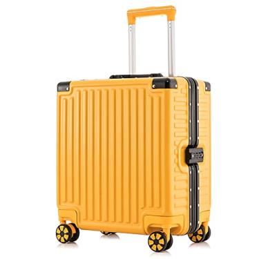 Imagem de Mala pequena leve de mão com rodas, moldura de alumínio rígida mala de viagem com trava TSA, 8 rodas giratórias, bagagem fácil de viajar, bagagem de mão para viagens ou negócios, Amarelo, Moderno