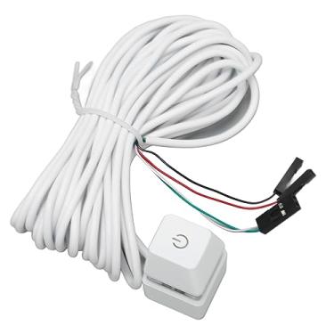 Imagem de Interruptor de botão de energia para computador de mesa, chave mecânica externa de computador de mesa liga/desliga extensão do botão de alimentação do PC, interruptor azul (luz verde 2m)