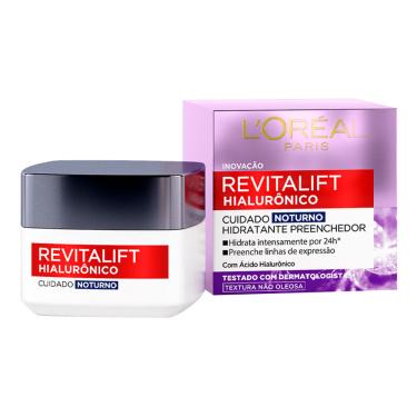 Imagem de Creme Hidratante Facial Anti-Idade L'oréal Paris Revitalift Hialurônico Noturno 49G